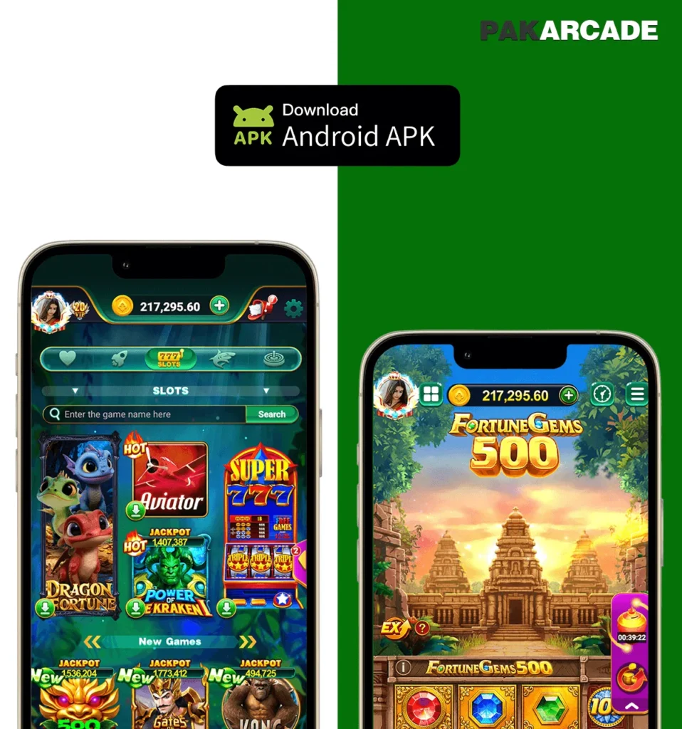 pak arcade app interface